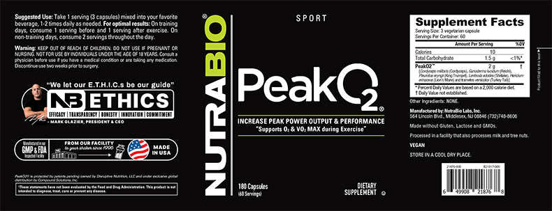 NutraBio - Peako2 180 Capsules