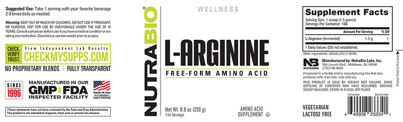 Nutrabio -  L-arginine Powder 250g