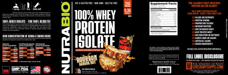 NutraBio - 100% Whey  Protein Isolate