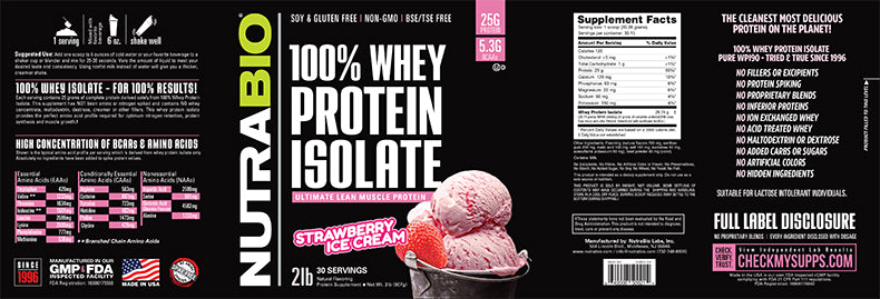 NutraBio - 100% Whey  Protein Isolate